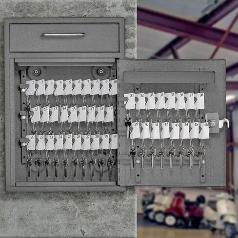 Mail Boss 8154 - Key Boss - Heavy Duty Commercial Grade Steel High Security Adjustable Key Cabinet - 105 Position Organizer Drop Box Locking Safe, with Keyed Lock, Black in Kuwait