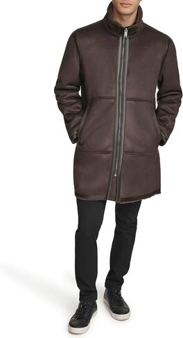 DKNY Men's Long Faux Shearling Coat in Saudi Arabia