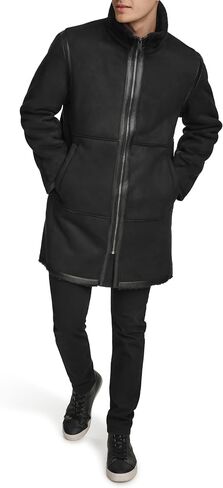 DKNY Men's Long Faux Shearling Coat in Saudi Arabia