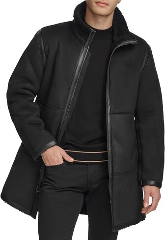 DKNY Men's Long Faux Shearling Coat in Saudi Arabia