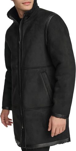 DKNY Men's Long Faux Shearling Coat in Saudi Arabia