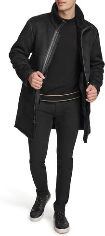 DKNY Men's Long Faux Shearling Coat in Saudi Arabia