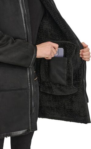 DKNY Men's Long Faux Shearling Coat in Saudi Arabia
