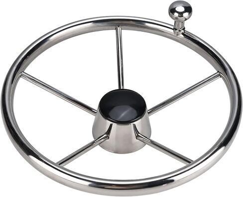 NovelBee 5-Spoke 13-1/2 Inch Destroyer Style Stainless Boat Steering Wheel with Stainless Knob for Marine,Yacht in Saudi Arabia