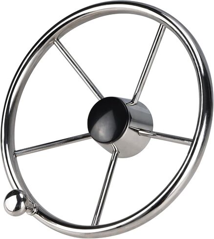 NovelBee 5-Spoke 13-1/2 Inch Destroyer Style Stainless Boat Steering Wheel with Stainless Knob for Marine,Yacht in Saudi Arabia