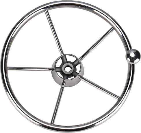 NovelBee 5-Spoke 13-1/2 Inch Destroyer Style Stainless Boat Steering Wheel with Stainless Knob for Marine,Yacht in Saudi Arabia