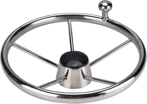 NovelBee 5-Spoke 13-1/2 Inch Destroyer Style Stainless Boat Steering Wheel with Stainless Knob for Marine,Yacht in Saudi Arabia