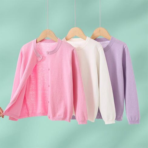Girls' Cardigans Sweater School Uniforms Cotton Long Sleeve Lightweight Outerwear in Saudi Arabia