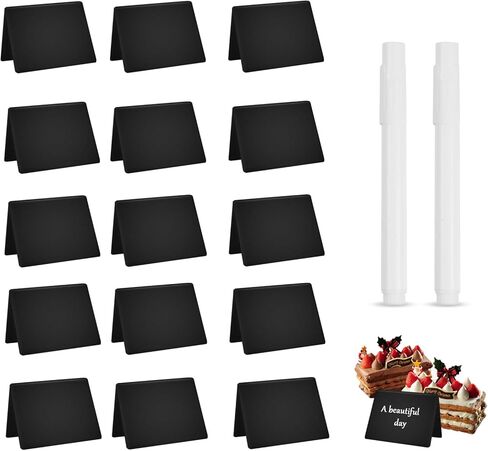 15 Pack 4"x3" Acrylic Mini Chalkboard Signs Easy to Write and Wipe Out, for Party Buffet Food Labels - Table Sign Chalkboard - Wedding - Bakery - Small Chalkboard Sign,with 2 Pens in Kuwait