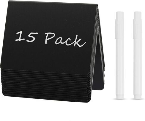 15 Pack 4"x3" Acrylic Mini Chalkboard Signs Easy to Write and Wipe Out, for Party Buffet Food Labels - Table Sign Chalkboard - Wedding - Bakery - Small Chalkboard Sign,with 2 Pens in Kuwait