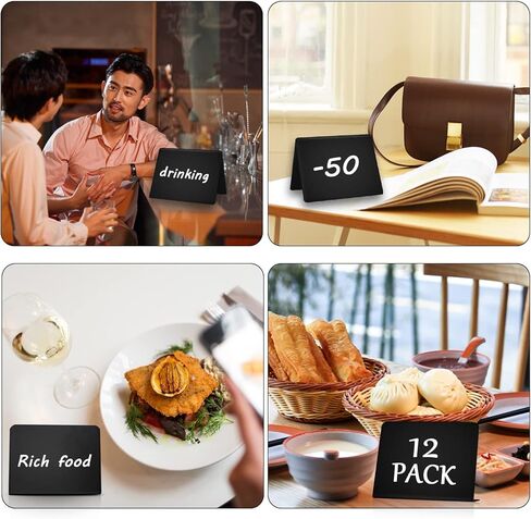 15 Pack 4"x3" Acrylic Mini Chalkboard Signs Easy to Write and Wipe Out, for Party Buffet Food Labels - Table Sign Chalkboard - Wedding - Bakery - Small Chalkboard Sign,with 2 Pens in Kuwait