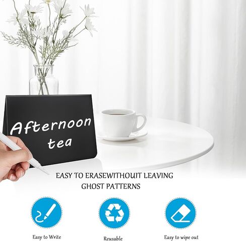 15 Pack 4"x3" Acrylic Mini Chalkboard Signs Easy to Write and Wipe Out, for Party Buffet Food Labels - Table Sign Chalkboard - Wedding - Bakery - Small Chalkboard Sign,with 2 Pens in Kuwait