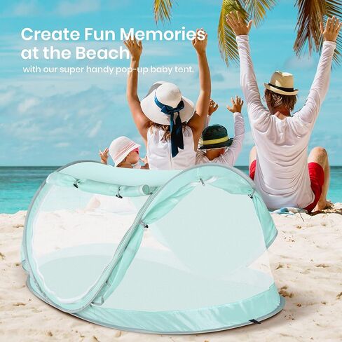 ISILER Baby Beach Tent, UPF 50+ Anti-UV Pop Up Sun Shelter for Beach, Portable Baby Travel Tent with Bug-Proof Ultra-Fine Mesh, Indoor Baby Play Tent, Easy Setup and Fold Into a Carrying Bag in Kuwait