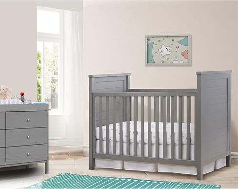 Sorelle Furniture Farmhouse Classic Crib 3-in-1 Convertible Crib, Made of Solid Pine Wood Non-Toxic Finish, Wooden Baby Bed, Toddler Bed and Child’s Daybed, Nursery Furniture-Weathered Gray in Kuwait