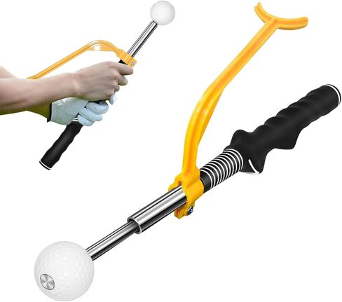 Retractable Golf Swing Training Aid, Golf Grip Trainer with Swing Correcting Trainer Tool, Improve Strength & Tempo Golf Swing Trainer for Warm-up Practice Golf Accessories in Saudi Arabia