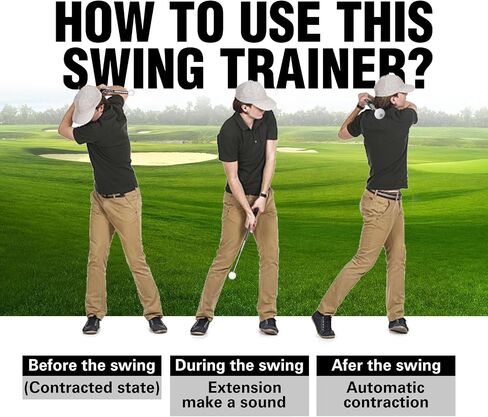 Retractable Golf Swing Training Aid, Golf Grip Trainer with Swing Correcting Trainer Tool, Improve Strength & Tempo Golf Swing Trainer for Warm-up Practice Golf Accessories in Saudi Arabia
