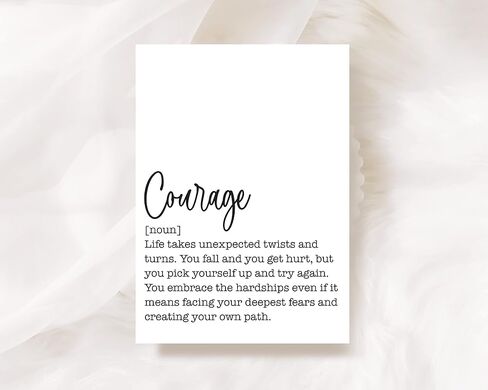 Definition of Courage Card, Strength, Thinking of You, Encouragement Sentimenal Greeting Card, Blank Inside in Saudi Arabia