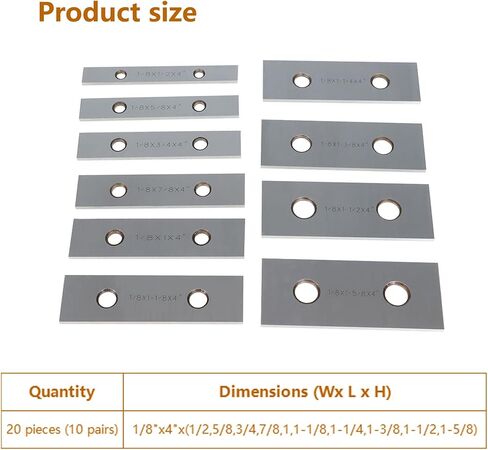 10 أزواج 1/8 × 4 بوصة مجموعة موازية من الفولاذ لقياس الدقة in Kuwait
