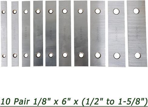 10 Pair 1/8 x 6 Matched Parallel Bar, 0.0002 Parallelism 1/2 to 1-5/8 Alloy Steel Machinist Thin Parallel Tool Set in Saudi Arabia