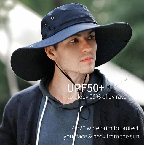 HLLMAN Super Wide Brim Sun Hat UPF 50+ Protection Hats for Mens/Womens Large Buket hat for Fishing, Hiking, Gardening in Kuwait