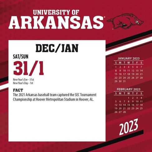 Arkansas Razorbacks 2023 Box Calendar (23998053002), Multi in Saudi Arabia
