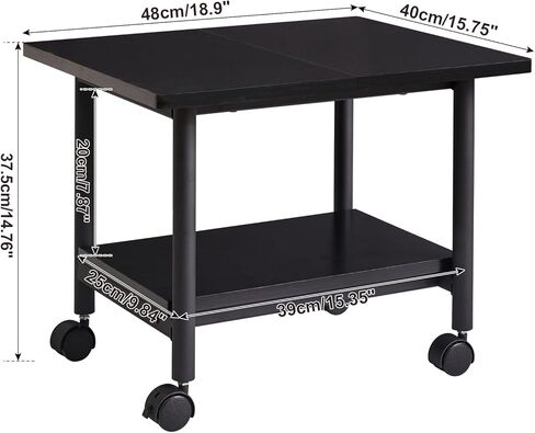 حامل طابعة IBUYKE تحت المكتب، عربة طابعة صناعية بطبقتين، منظم مكتب متعدد الأغراض رف تخزين عالي التحمل للمكتب والمنزل، لجهاز الفاكس والماسح الضوئي والملفات والكتب، أسود، TLJ010B in Kuwait