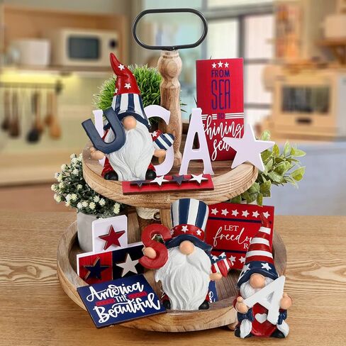 Funoasis 3 قطع من الراتنج الوطني للديكور التذكاري لعيد الاستقلال وديكورات الانتخابات الرائعة في الرابع من يوليو جنوم الوطنية المتدرجة تماثيل الطاولة in Kuwait