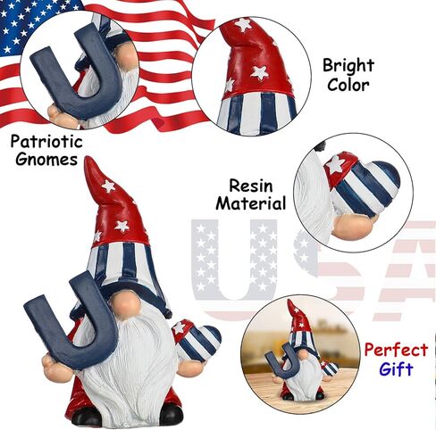 Funoasis 3 قطع من الراتنج الوطني للديكور التذكاري لعيد الاستقلال وديكورات الانتخابات الرائعة في الرابع من يوليو جنوم الوطنية المتدرجة تماثيل الطاولة in Kuwait