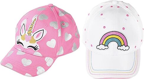 Girl’s Pink Unicorn & Rainbow Baseball Hats – Cotton Cap with Ponytail Opening for Ages 2-12 | Adjustable Buckle (Ages 6-12) in Kuwait