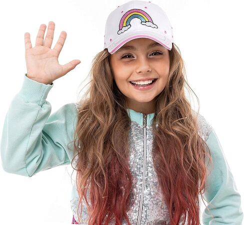 Girl’s Pink Unicorn & Rainbow Baseball Hats – Cotton Cap with Ponytail Opening for Ages 2-12 | Adjustable Buckle (Ages 6-12) in Kuwait
