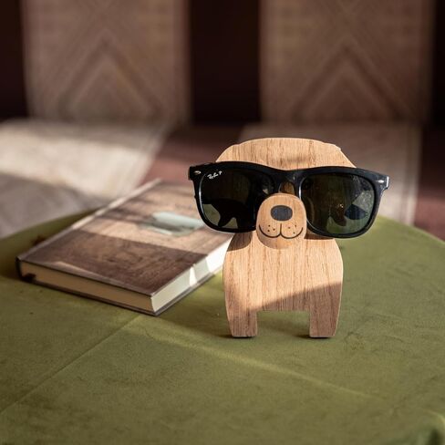 GENMOUS Creative Wood Glasses Holder Stand, 3D Wooden Puzzle Animal Stand, Cute Pet Eyeglass Holder Stand Handmade Sunglasses Display Stand for Desktop Accessory, Home Office Decor Gift in Kuwait