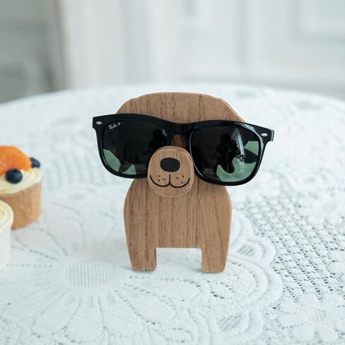 GENMOUS Creative Wood Glasses Holder Stand, 3D Wooden Puzzle Animal Stand, Cute Pet Eyeglass Holder Stand Handmade Sunglasses Display Stand for Desktop Accessory, Home Office Decor Gift in Kuwait