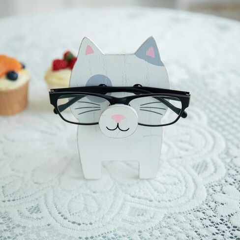 GENMOUS Creative Wood Glasses Holder Stand, 3D Wooden Puzzle Animal Stand, Cute Pet Eyeglass Holder Stand Handmade Sunglasses Display Stand for Desktop Accessory, Home Office Decor Gift in Kuwait