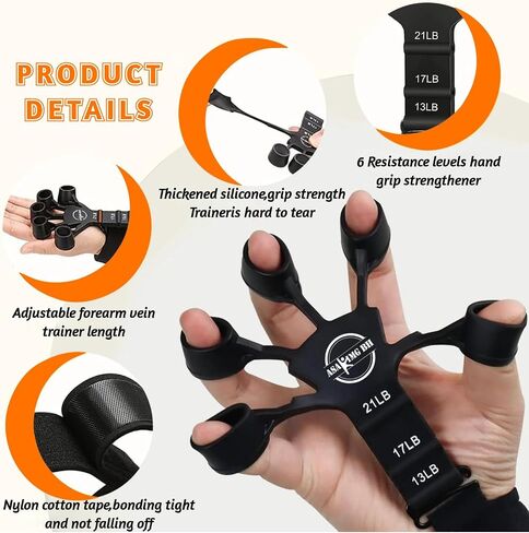 Grip strength trainer,finger strengthener hand grip strengthener for hand therapy 6 resistance level exercise equipment (2PCS) in Saudi Arabia