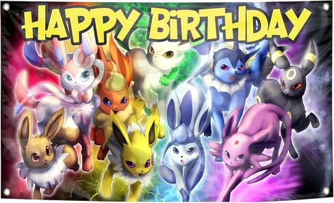 Happy Birthday Flag Cartoon Anime Theme Banner With 4 Brass Grommet Birthday Party Supplies For Kids, Boys, Girls in Saudi Arabia