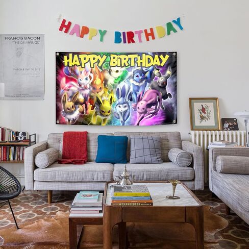 Happy Birthday Flag Cartoon Anime Theme Banner With 4 Brass Grommet Birthday Party Supplies For Kids, Boys, Girls in Saudi Arabia
