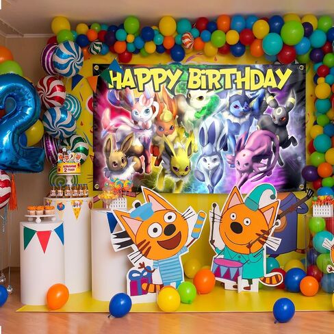 Happy Birthday Flag Cartoon Anime Theme Banner With 4 Brass Grommet Birthday Party Supplies For Kids, Boys, Girls in Saudi Arabia