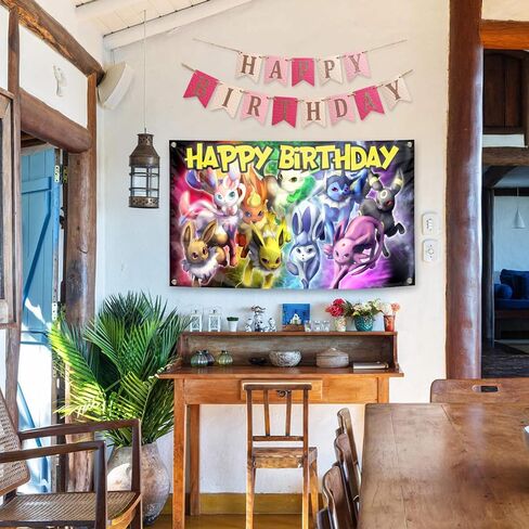 Happy Birthday Flag Cartoon Anime Theme Banner With 4 Brass Grommet Birthday Party Supplies For Kids, Boys, Girls in Saudi Arabia