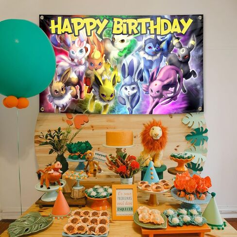 Happy Birthday Flag Cartoon Anime Theme Banner With 4 Brass Grommet Birthday Party Supplies For Kids, Boys, Girls in Saudi Arabia