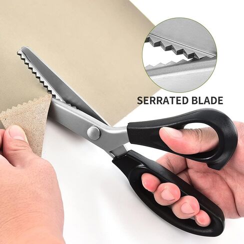 Pinking Shears, Stainless Steel Dressmaking Fabric Decorative Edge Pinking Shears Scissors Clipper Paper Craft Zig Zag/Scallop Cut 3/5/ 7mm (Scallop Cut 3mm) in Saudi Arabia