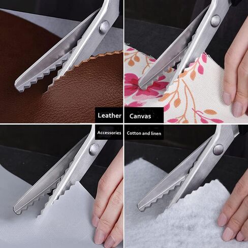 Pinking Shears, Stainless Steel Dressmaking Fabric Decorative Edge Pinking Shears Scissors Clipper Paper Craft Zig Zag/Scallop Cut 3/5/ 7mm (Scallop Cut 3mm) in Saudi Arabia