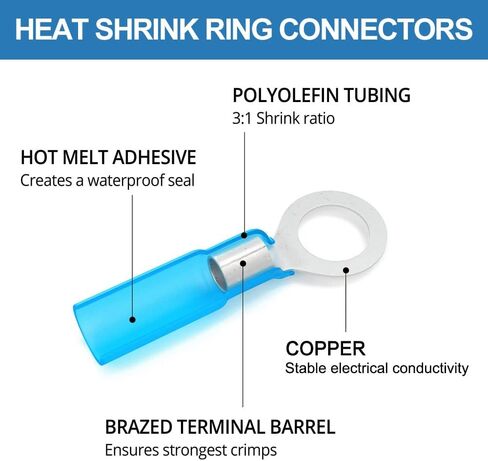 DINGYUAN 270PCS Heat Shrink Wire Connectors,Ring Fork Spade Butt Splices Crimp Connector Electrical Connectors,Waterproof Insulated Electrical Wire Terminals kit for Automotive Marine Boat Truck in Saudi Arabia