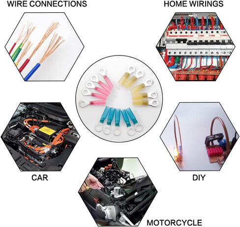 DINGYUAN 270PCS Heat Shrink Wire Connectors,Ring Fork Spade Butt Splices Crimp Connector Electrical Connectors,Waterproof Insulated Electrical Wire Terminals kit for Automotive Marine Boat Truck in Saudi Arabia