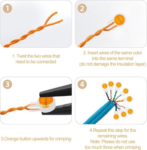 200 حزمة UY سلك موصل Uvital مقاوم للماء زر واضح موصلات أسلاك الهاتف UY بعقب لصق موصل محطات كابل الشبكة (K2) in Kuwait
