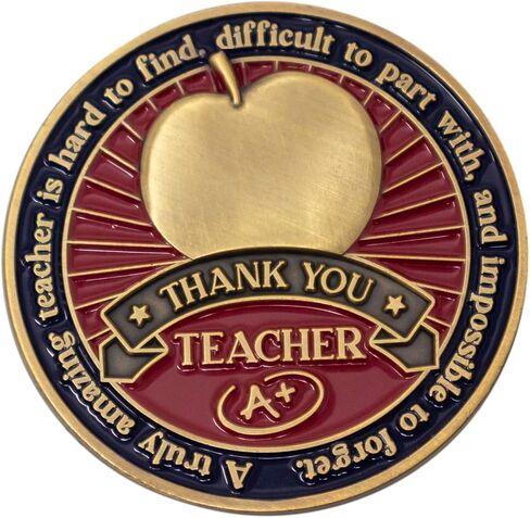 Teacher Appreciation Coin, Thank You Teacher Gift, Pass Along Pocket Token of Gratitude for Teachers and Educators, Antique Gold-Color Plated Proverbs 9:9 Challenge Coin in Kuwait