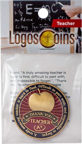 Teacher Appreciation Coin, Thank You Teacher Gift, Pass Along Pocket Token of Gratitude for Teachers and Educators, Antique Gold-Color Plated Proverbs 9:9 Challenge Coin in Kuwait
