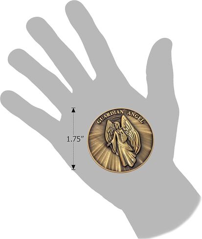 عملة التحدي المسيحي للملاك الحارس، تمر على طول رمز الضمان والسلام، نشرة لمدرسة الأحد أو كنيسة الأطفال، هدية مزمور 91 مطلية بالذهب العتيق in Kuwait
