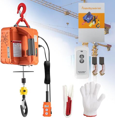 3 in 1 Electric Hoist Winch 1100lbs Portable Electric Winch, 1500W 110V Power Winch Crane, 25ft Lifting Height w/Wireless and Wire Remote Control, Overload Protection for Lifting Towing in Kuwait