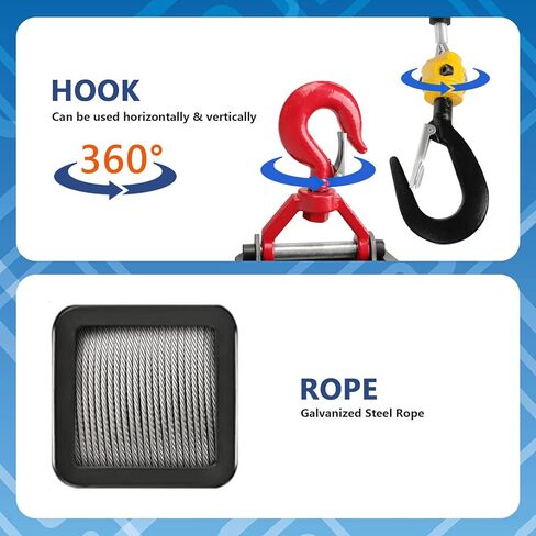 3 in 1 Electric Hoist Winch 1100lbs Portable Electric Winch, 1500W 110V Power Winch Crane, 25ft Lifting Height w/Wireless and Wire Remote Control, Overload Protection for Lifting Towing in Kuwait