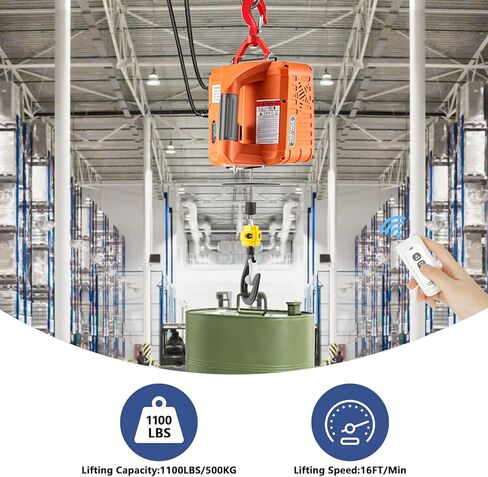 3 in 1 Electric Hoist Winch 1100lbs Portable Electric Winch, 1500W 110V Power Winch Crane, 25ft Lifting Height w/Wireless and Wire Remote Control, Overload Protection for Lifting Towing in Kuwait